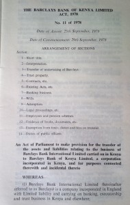 Barclays Kenya agreement was a Parliament Act